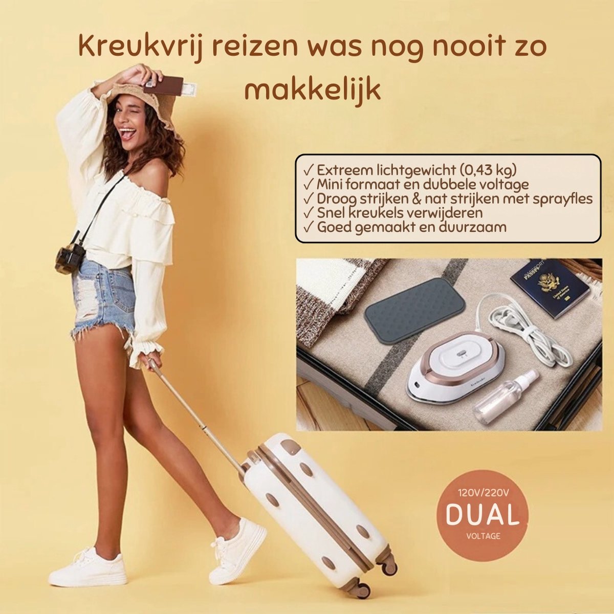 Travelbuddy Iron™️ | Compact mini strijkijzer voor moeiteloos reizen en altijd gladde kleding